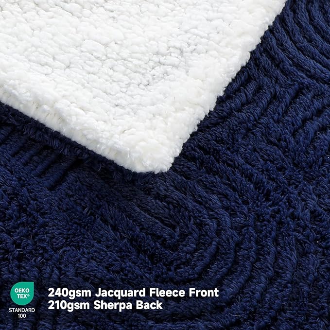 Heated Blanket Twin Size- 62"x84" Cozy Soft Jacquard Heating Blanket with 4 Heat Levels & 4 Hours Auto-Off, Jacquard Fleece, Overheating Protection, Warm Gifts, Navy