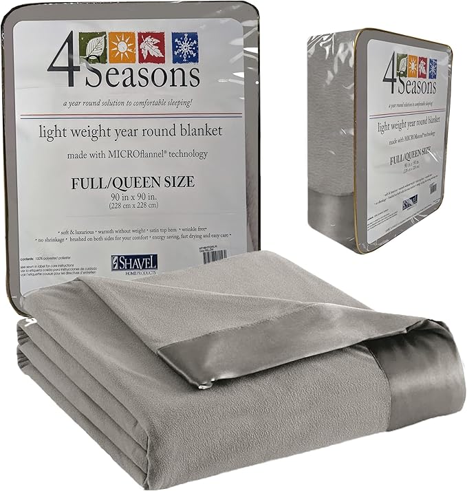 Thermee Micro Flannel Full/Queen Size Blankets, Lightweight All Seasons Cozy Blanket, Throw Blankets for Home and Living Room, Comfy & Soft Blanket for Couch, Machine Wash, No Pilling – Slate Grey