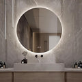 Round LED Mirror for Bathroom, 36" Circle Frameless Backlit Mirror with Lights, Wall Mounted Vanity Mirror, 3 Colors, Dimmable, Anti-Fog, IP65 Waterproof, Memory Function, UL Listed