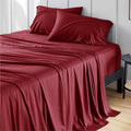 Bedsure Twin Sheets Set, Cooling Sheets Twin Size Bed Set, Rayon Derived from Bamboo, Twin Size Sheets, Breathable & Soft Bed Sheets, Hotel Luxury Silky Bedding Sheets & Pillowcases, Burgundy
