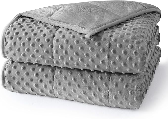 Weighted Blanket for Adults Queen Size 20 lbs, All-Season Minky Dots Cooling Heavy Blanket for Women Men, Soft Cozy and Breathable Weighted Throw, Machine Washable, 60 x 80 Inches, Grey
