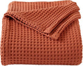 100% Cotton Waffle Weave Bed Blanket | Soft, Breathable, and Lightweight Blanket for All-Season | Perfect for Layering | Brielle Collection (Full/Queen, Burnt Orange)