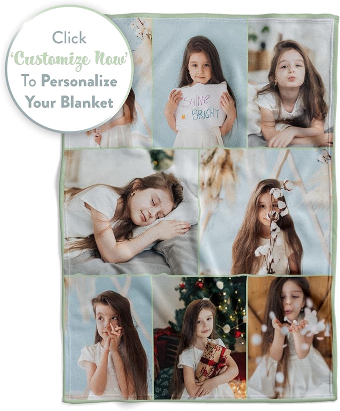 Ships Next Day, Custom Blanket with Picture - Printed in USA, Personalized Photo Blanket (Fleece – 50x60)