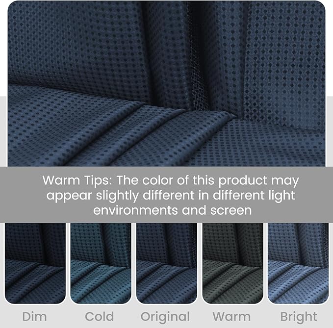 No Hook Shower Curtain with Snap in Liner Set Waffle Shower Curtain for Bathroom Hotel Style Fabric Waterproof Inner Liner，71" W x 86" H, Navy Blue