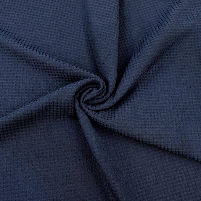 Barossa Design Long Waffle Weave Shower Curtain 71" W x 78" H - Hotel Luxury Spa, 230 GSM Heavy Weighted Fabric, Water Repellent, Navy Blue, 71x78