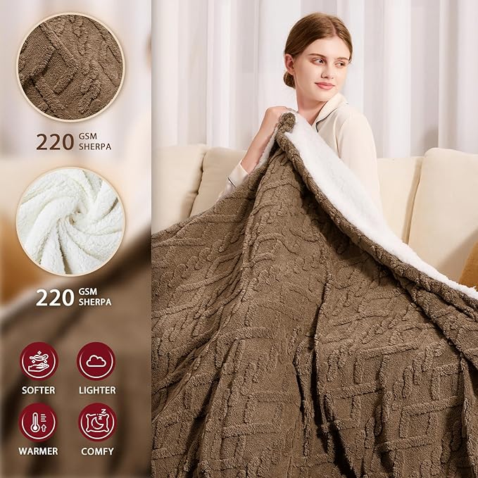 Heated Electric Blanket Full Size-72"x84" Heating Blanket with 10 Heating Levels & 5 Time Settings Over-Heat Protection，Winter Warmer for Adults with ETL Certification（Beige）