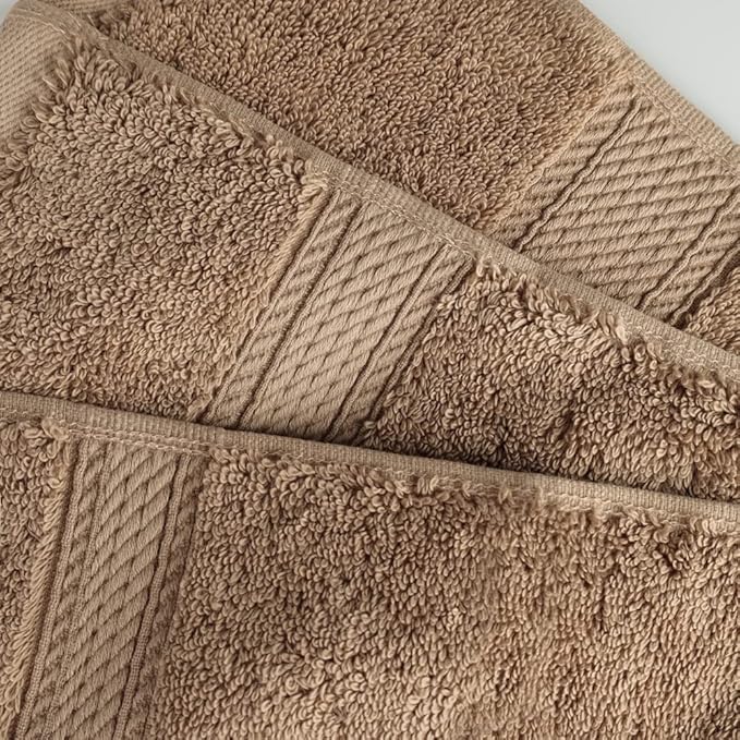 Superior Egyptian Cotton Pile 3 Piece Towel Set, Includes 1 Bath, 1 Hand, 1 Face Towel/Washcloth, Ultra Soft Luxury Towels, Thick Plush Essentials, Guest Bath, Spa, Hotel Bathroom, Latte