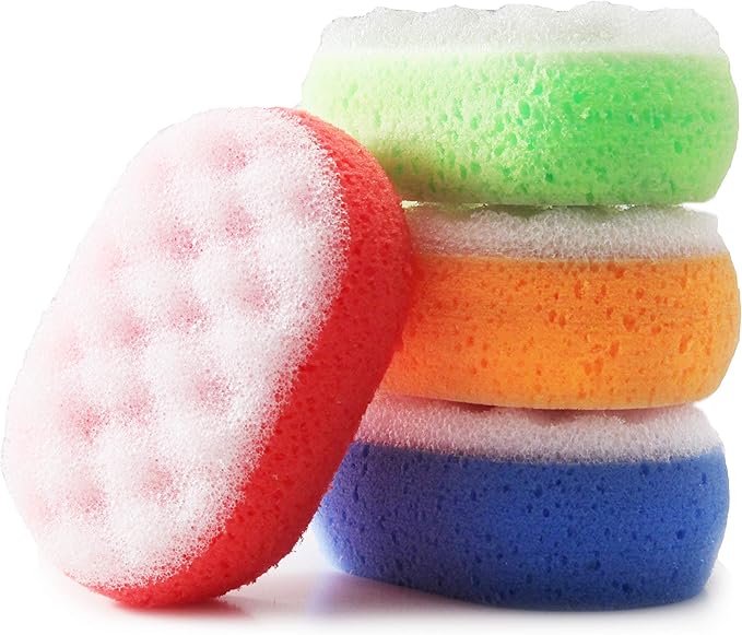 MartiniSPA Italian Made Energizing Body & Bath Sponge - 3 Pack All-in-One Body Sponge & Gommage Deep Exfoliating Scrub, Skin Care for Women and Men - Assorted Colors