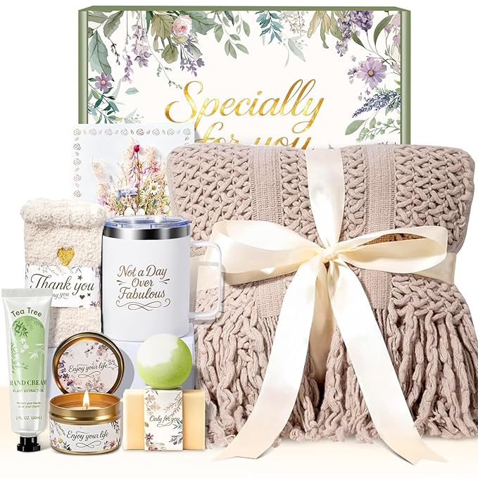 Get Well Soon Gifts for Women, Self Care Gift Baskets, Christmas Birthday Gifts for Women Spa Care Package, Thinking of You Sympathy Gift Box for Mom, Her, Friend, Sister, Wife (Khaki)