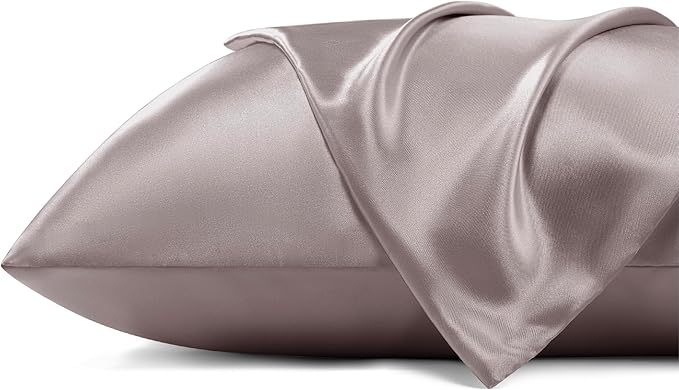 Bedsure Satin Pillowcase with Zipper, Similar to Silk Pillow Cases 2 Pack, Satin Pillow Cases Queen, Silky & Soft Bedding Pillow Covers for Hair & Skin, Gifts for Women Men, Dusty Rose, 20x30 Inches
