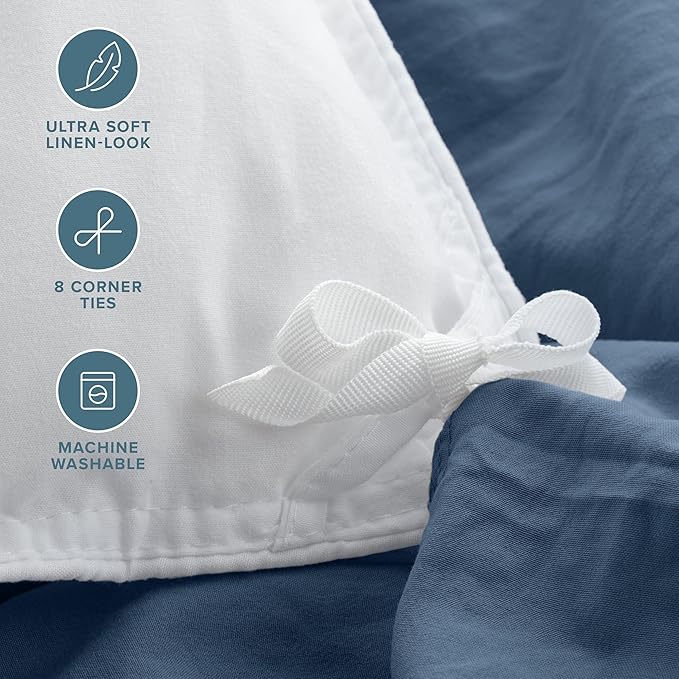 Bare Home Microfiber Duvet Cover Set - Ultra Soft Washed Microfiber - Oversized King Size - Linen-Like Look - Easy Care - Breathable Fabric - Our Softest Duvet Cover Set (Oversized King, Bering Sea)