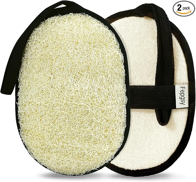 Natural Loofah Sponge (2 Pack),Large 7"x5.1"Shower Loofah Sponge Exfoliating Body Scrubber for Women and Men,Natural Materials are Easily Biodegradable and Bath Exfoliation Doesn't Hurt The Skin