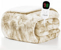 Homemate Heated Weighted Blanket for Adults - 72"x84" 20lbs Electric Throw Fast Heating Heavy Blanket 1/2/4/6/8 Hour Auto Off 10 Heat Levels Over-Heat Protection Luxury Faux Fur Sherpa