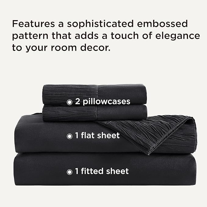 Bedsure Full Size Bed Sheets - 4 Pieces Soft Full Sheet Set - Breathable & Cooling - Hotel Luxury - Easy Care Polyester Microfiber Bedding for Women, Men, Black
