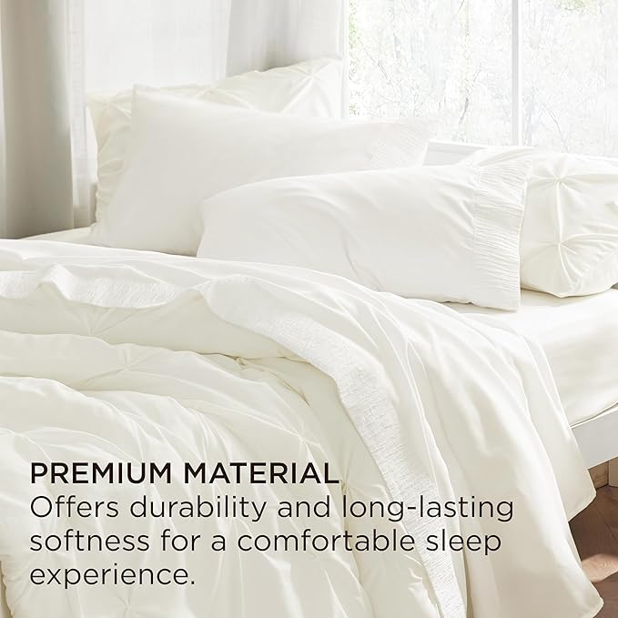 Bedsure Full Size Bed Sheets - 4 Pieces Soft Full Sheet Set - Breathable & Cooling - Hotel Luxury - Easy Care Polyester Microfiber Bedding for Women, Men, Ivory