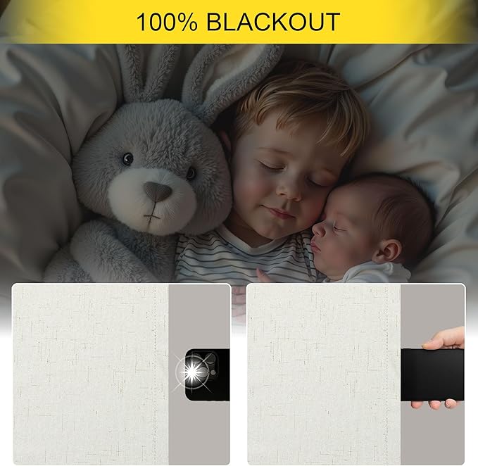 108 Inch Curtains 2 Panel Set Burg Modern Dark Out Curtains for Bedroom Insulating Noise Reducing Soundproof Extra Long Wide Drapes Floor Length to Ceiling Curtain for Living Room Window 9ft Cream