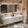 Bathroom Vanity with Sink - Luxurious Bathroom Sink Cabinet, Floating Vanity with Smart Defog Mirror and Solid Wood Multifunctional Cabinet, Complete Accessories (White, 64")
