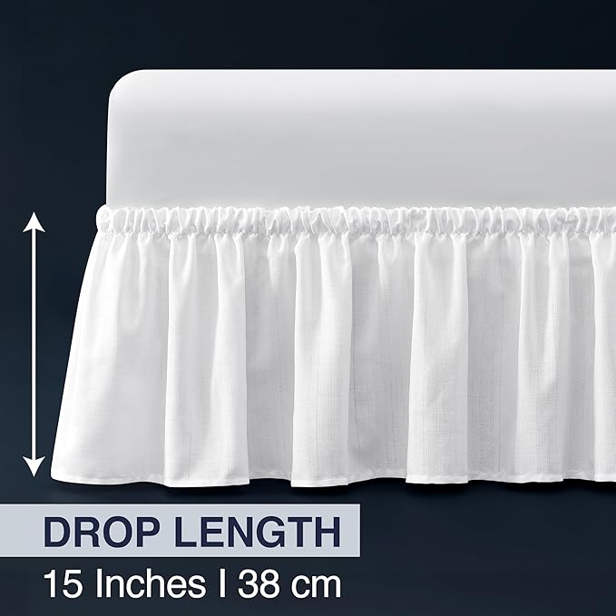 Bed Skirt King/California King Bed Skirt Wrap Around Ruffled Box Spring Cover, Easy Install, Washable 15" Drop Elastic Dust Ruffle by Casual Living, 78-inch x 80-inch, White