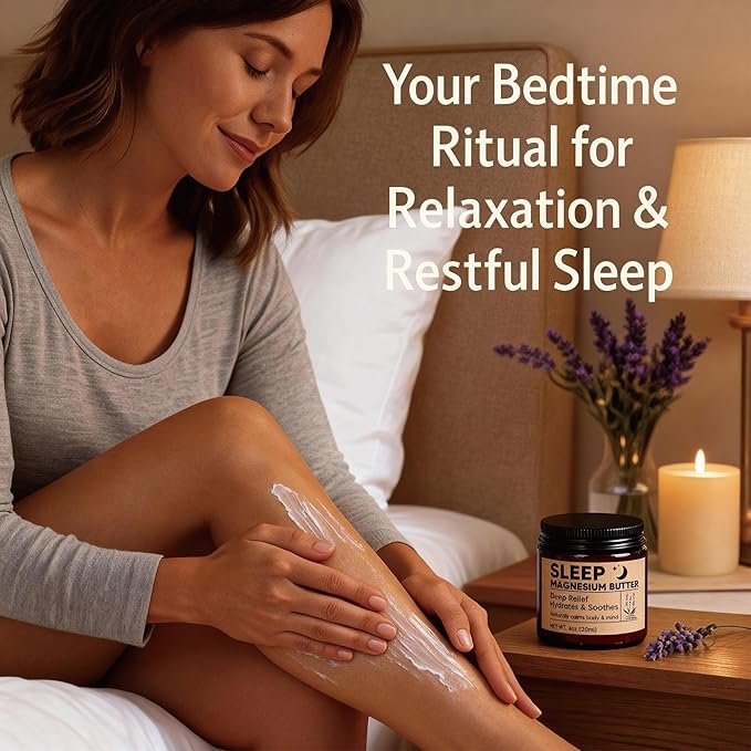 Magnesium Butter for Sleep, Nighttime Magnesium Cream for Leg & Foot – with Shea & Mango Butter, Arnica & Essential Oils for Relaxation, Restful Sleep & Leg Comfort(Lavender) (1)