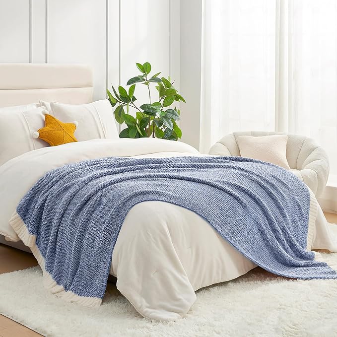 Snuggle Sac Blue Throw XL Blanket 50x70,Super Soft Warm Blankets Oversized Throw Knit Blankets Fuzzy Plush Blanket, Royal Blue, 50x70 inches
