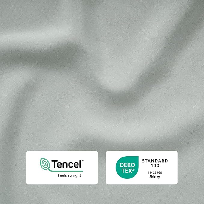 Reebok King Sheet Set from Tencel Eucalyptus - Soft, Cooling & Breathable for Hot Sleepers, Deep Pocket Up to 17 Inches, 4Pc Hotel Luxury Bedding Set, Bedsheet & Pillowcases (Lunar Rock, King)