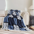 Blanket for Women, Sherpa Throw Blanket for Couch, Flannel Cozy Soft Checkered Blanket for Bed - Fleece, Black-White, 80x90 Inches