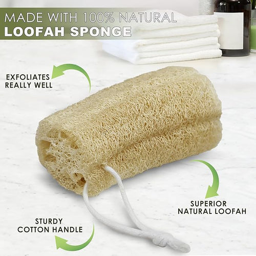 7 Pack Natural Loofah Exfoliating Body Scrubber, 5 Inches Organic Luffa Bath Sponge Exfoliating Shower Body Scrubber for Deep Cleaning & Smooth Skin, Natural Real loofah Sponge for Men & Women
