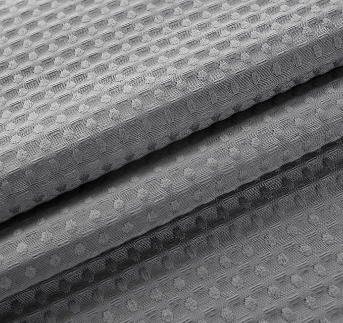 Waffle Weave Fabric Shower Curtain, Spa, Hotel Luxury, Gray Pique Pattern, 71 x 72 Inches Decorative Bathroom Curtain