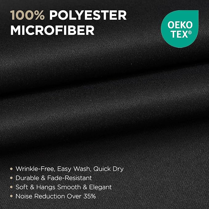 Joydeco Blackout Curtains 54 Inch Length 2 Panels Set, Thermal Insulated Long Curtains& Drapes 2 Burg, Room Darkening Grommet Drapes for Living Room Bedroom Window (W52 x L54 Inch, Black)