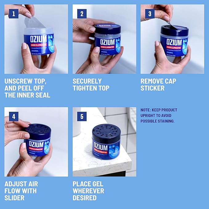Ozium 4.5 Oz. Odor Eliminating Gel for Homes, Cars, Offices and More, Outdoor Essence, 4 Pack