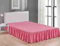 Sheets & Beyond Wrap Around Solid Microfiber Luxury Hotel Quality Fabric Bedroom Gathered Ruffled Bedding Bed Skirt 14 Inch Drop (Queen, Pink)