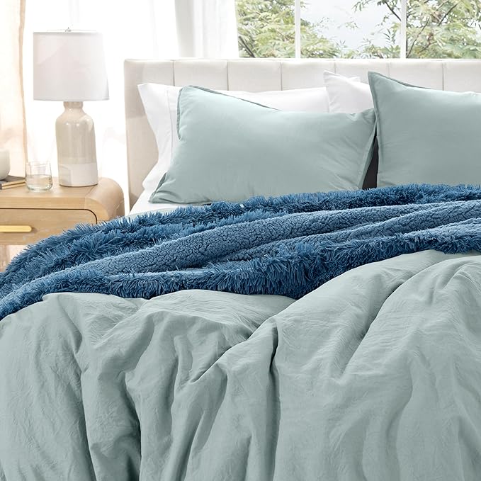 Bare Home Microfiber Duvet Cover Set - Ultra Soft Washed Microfiber - King/California King - Linen-Like Look - Easy Care - Breathable Fabric - Our Softest Duvet Cover Set (King/Cal King, Sea Spray)
