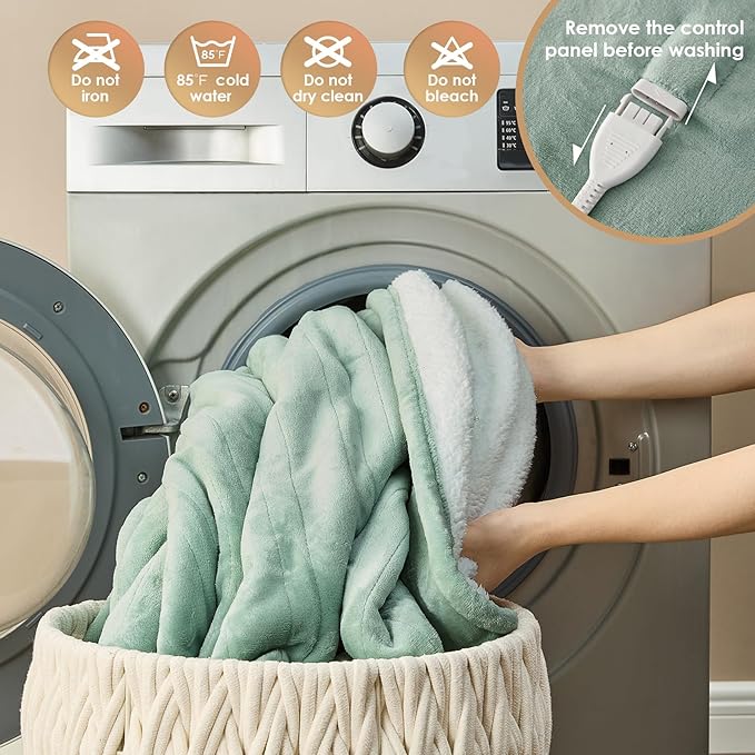 EHEYCIGA Heated Blanket - Full Size, 9 Heating Levels, 10 Hour Auto Off, Soft Cozy Sherpa Washable Blanket, 72 x 84 Inches