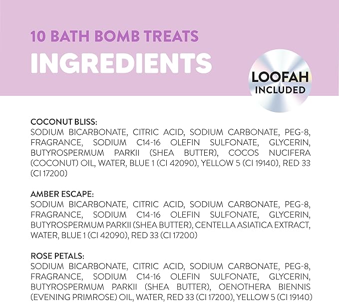 Onyx Professional Hydrating Bath Bomb Gift Set, 2 Pack - Includes 20 Bath Bombs and 2 Loofahs, Nourishes for Smooth Skin, Made with Shea Butter