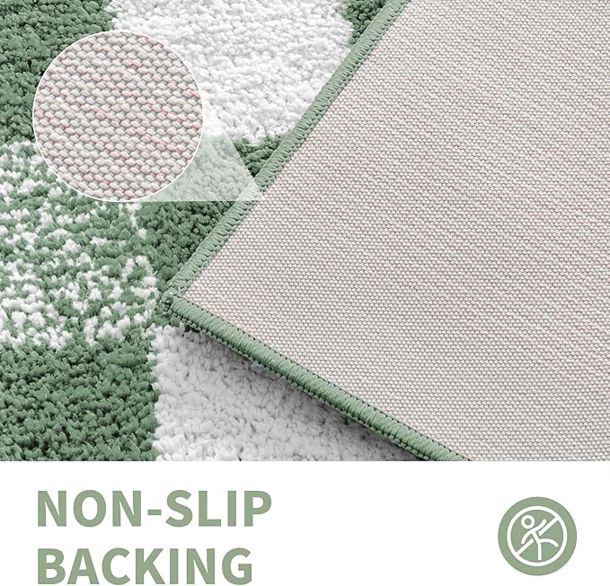 CozeCube Bath mats for Bathroom Non Slip, Fluffy Absorbent Microfiber Bath mat Washable, Aesthetic Bathroom Rugs, Cute Sage Green Checkered Bath mat, Sage Green, 32" x 20"