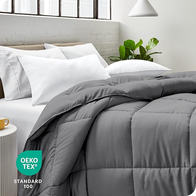 Bare Home Duvet Insert Comforter - King/California King - Goose Down Alternative - Ultra-Soft - Premium 1800 Series - All Season Warmth - Bedding Comforter (King/Cal King, Grey)