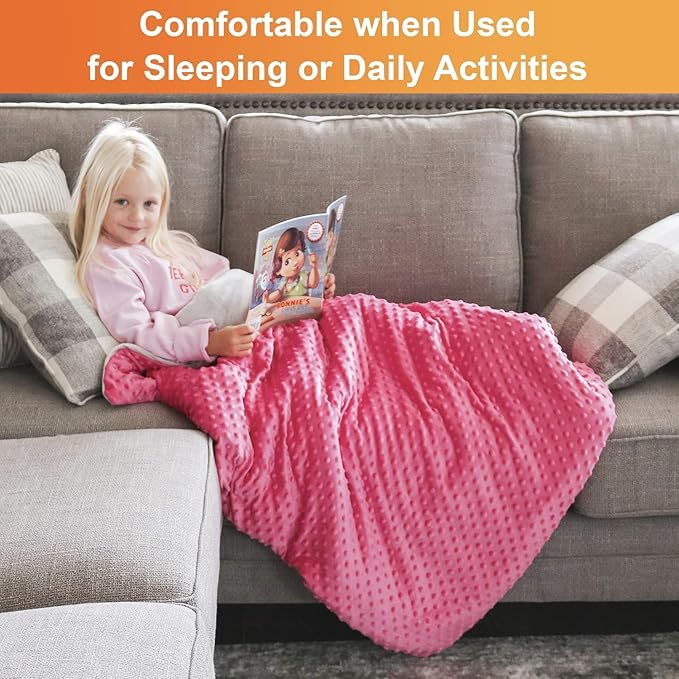 hazli Super-Soft Kids Weighted Blanket 7 Pounds - Weighted Blanket for Kids - Easy to Clean, Washable Minky Cover - 41x60 Inches 7lbs Child - Small Heavy Blanket for Girls and Boys