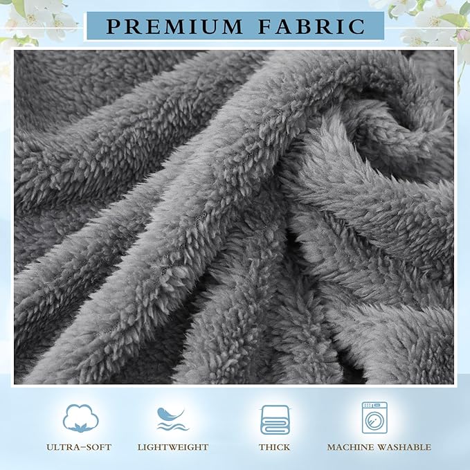 Tinideya 6 Pack Sherpa Fleece Throw Blankets Bulk 50"x 60" Soft Plush Wedding Throw Blankets for Couch Sofa Spa Sleepover Party Favor Supplies Travel Guest Room Home Decor (Gray)