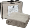 HILLFAIR 100% Combed Cotton Blanket– King Bed Blanket– Soft Warm Multipurpose Throws for Luxury Home Decor–90 x 108 inch King Size Cotton Blankets for Beds- Bed Blankets for All Season- Sand Grey