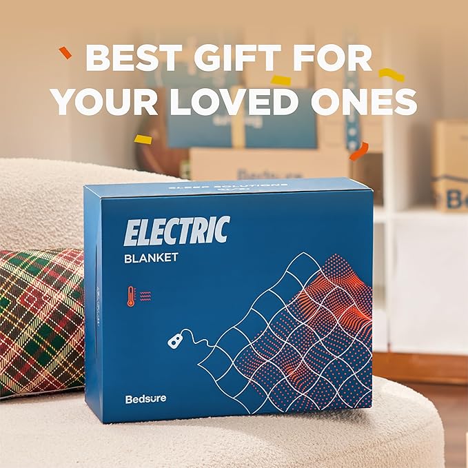 Bedsure Electric Blanket King Size - Dual Control Heated Blanket King Size, Fast Heating with 10 Time Settings & 10 Heat Settings, Warm Gift for Grandma (100x90 inches, Burgundy)