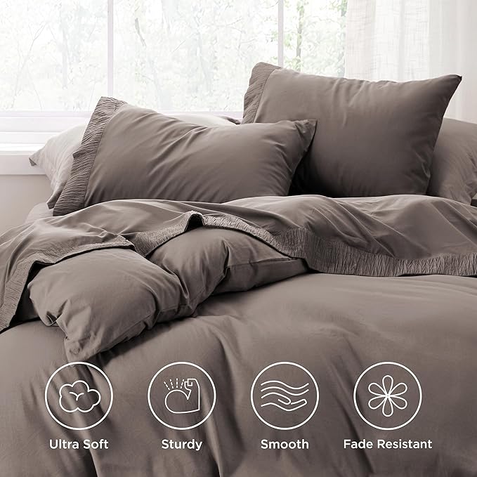 Bedsure Full Size Bed Sheets - 4 Pieces Soft Full Sheet Set - Breathable & Cooling - Hotel Luxury - Easy Care Polyester Microfiber Bedding for Women, Men, Taupe