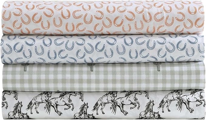 Wrangler - Queen Bed Sheets, Ultra-Soft & Lightweight Bedding with Matching Pillowcases, Lightweight Bed Set for All Season Comfort, Oeko-Tex Certified (Cactus Gingham Green)