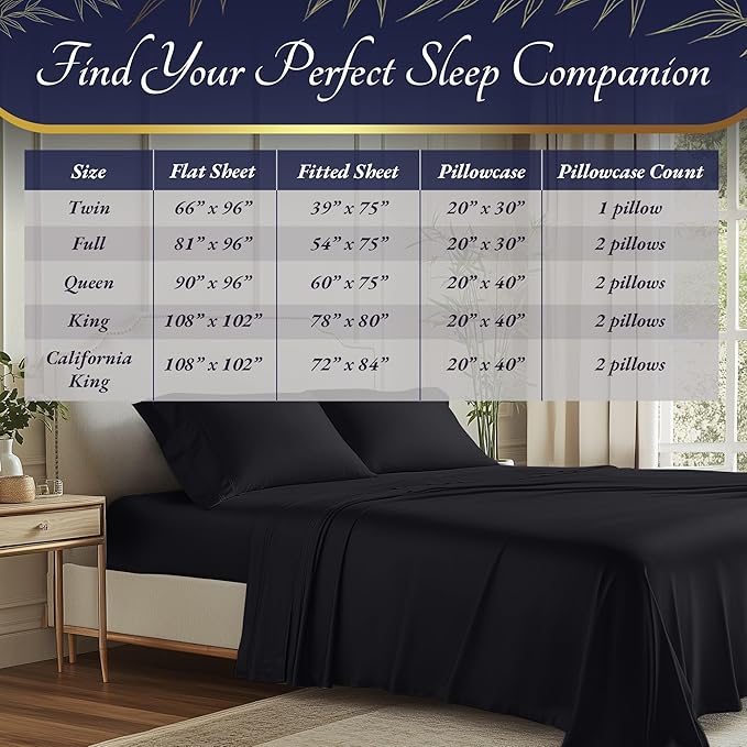 DECOLURE 100% Viscose Derived from Bamboo Sheets Queen Size 4pcs - Ultra Soft & Luxuriously Cooling, 17" Deep Pocket, Double Stitching, Perfect for Hot Sleepers - Queen Bed Sheets (Charcoal)