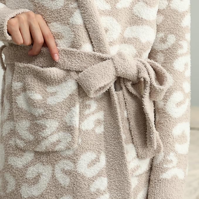 MH MYLUNE HOME Ultra Soft Robe With Pockets, Spa Bathrobe Loungewear Calf-Length, Plush Fuzzy Fluffy Wrap Robe for Women