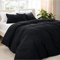 Bare Home Microfiber Duvet Cover Set - Ultra Soft Washed Microfiber - Full Size - Linen-Like Look - Easy Care - Breathable Fabric - Our Softest Duvet Cover Set (Full, Black)