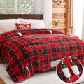 Heated Blanket Electric, Queen Size 84X90, Heating Blanket with 10 Heating Levels/8 Hours Auto Off/Dual Control for Bed, Red Checkered Sherpa Blankets Warmer for Adults, Christmas Blankets