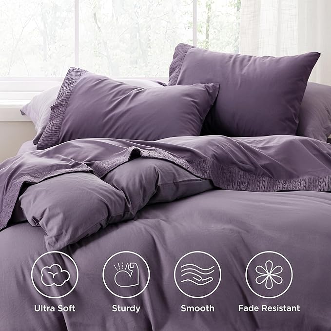 Bedsure Full Size Bed Sheets - 4 Pieces Soft Full Sheet Set - Breathable & Cooling - Hotel Luxury - Easy Care Polyester Microfiber Bedding for Women, Men, Dusty Purple