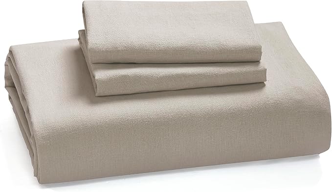 Bedsure Linen Duvet Cover Queen Size - Linen Cotton Blend Bedding Set, Soft & Cozy, 3 Pieces, 1 Duvet Cover 90x90 Inches and 2 Pillowcases, Natural Color Cooling Bedding, Comforter Sold Separately