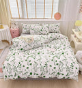 KAREVER Botanical Comforter Set Twin White and Sage Floral Plant Bedding Comforter Set Girls Blanket Rustic Leaf Blossom Women White Farmhouse Comforter Twin