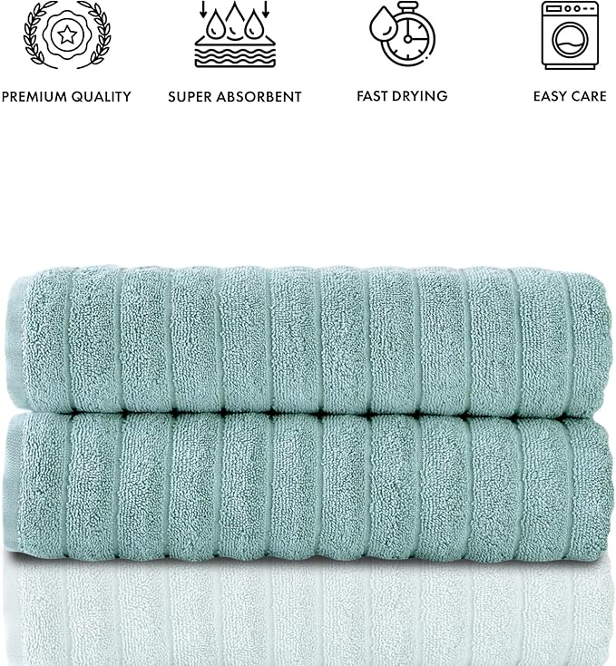 Classic Turkish Towels CTT Premium 2 Pack Bath Towels Set, Made with 100% Turkish Cotton, Spa & Hotel, Quick Drying Towels, Absorbent & Comfy | 27"x54" (Spa Green)